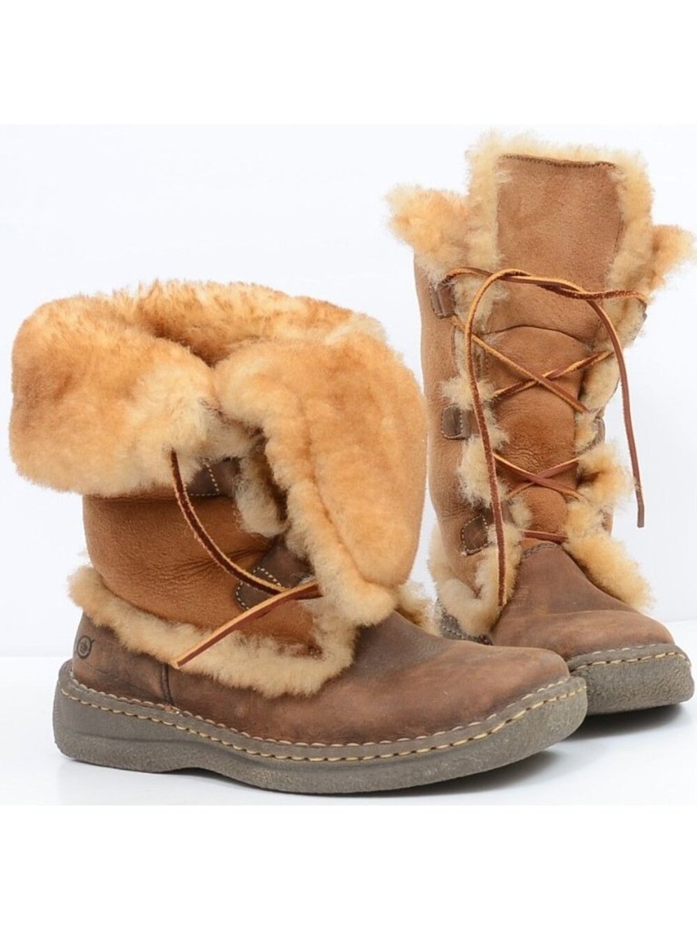 Born Nome Leather Shearling‎ Lace-Up Winter Mid-Calf Convertible Boot Women's 8